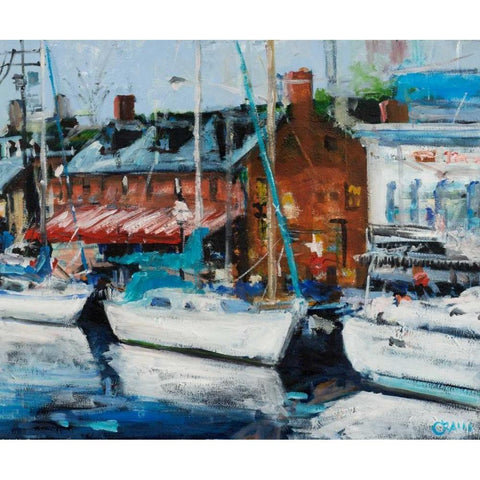 Annapolis Wharf White Modern Wood Framed Art Print by Crain, Curt