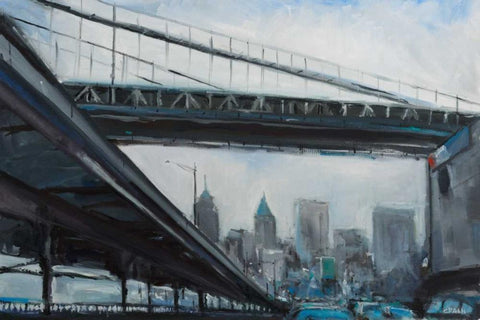 To the City White Modern Wood Framed Art Print with Double Matting by Crain, Curt