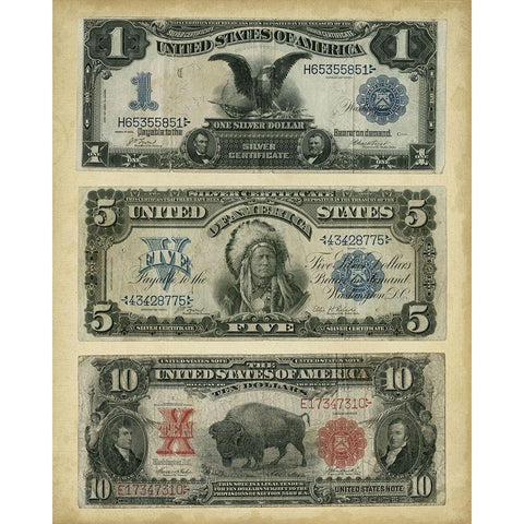 Antique Currency VI Black Modern Wood Framed Art Print by Vision Studio