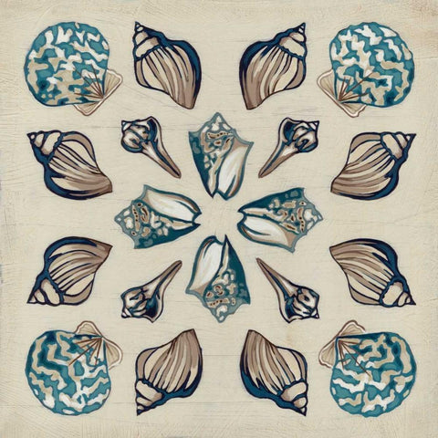 Coastal Kaleidoscope IV Gold Ornate Wood Framed Art Print with Double Matting by Vess, June Erica