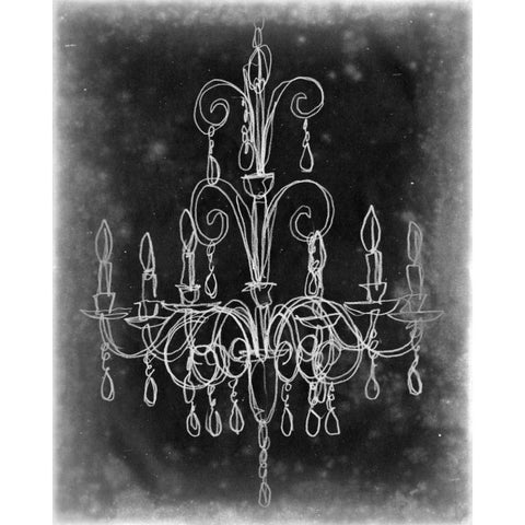 Chalkboard Chandelier Sketch II Black Modern Wood Framed Art Print by Harper, Ethan