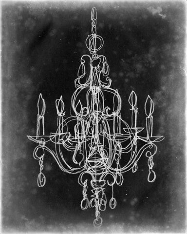 Chalkboard Chandelier Sketch IV White Modern Wood Framed Art Print with Double Matting by Harper, Ethan