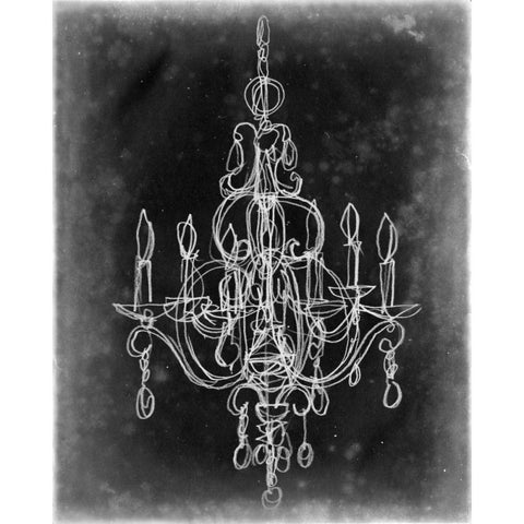 Chalkboard Chandelier Sketch IV Black Modern Wood Framed Art Print with Double Matting by Harper, Ethan