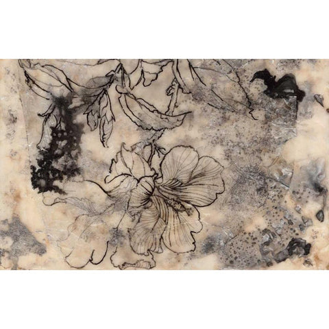 Tattooed Floral II Black Modern Wood Framed Art Print with Double Matting by Goldberger, Jennifer