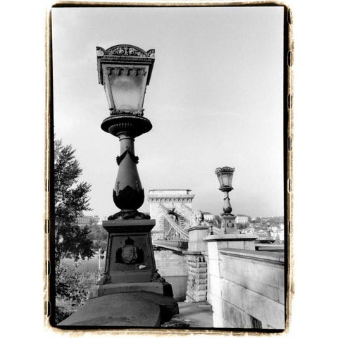 Chain Bridge over the Danube River Black Modern Wood Framed Art Print by DeNardo, Laura