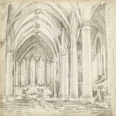 Interior Architectural Study III Black Ornate Wood Framed Art Print with Double Matting by Harper, Ethan