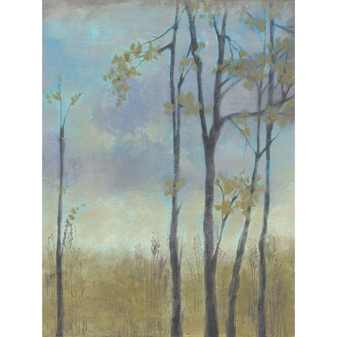 Tree-Lined Wheat Grass I White Modern Wood Framed Art Print by Goldberger, Jennifer