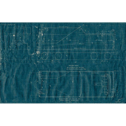 Train Blueprint III Gold Ornate Wood Framed Art Print with Double Matting by Vision Studio