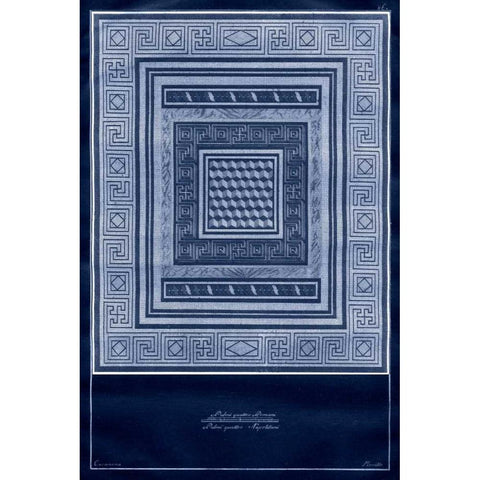 Indigo Tile III Gold Ornate Wood Framed Art Print with Double Matting by Vision Studio