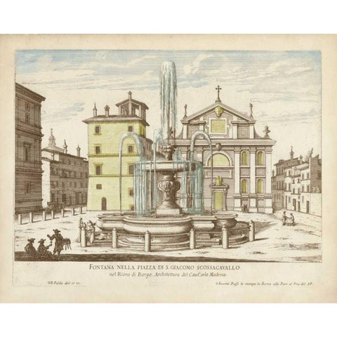 Fountains of Rome I Black Modern Wood Framed Art Print with Double Matting by Vision Studio