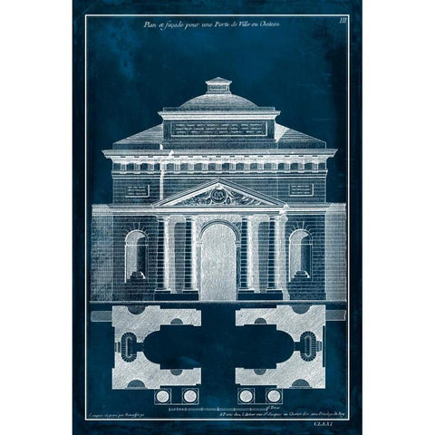 Palace Facade Blueprint II White Modern Wood Framed Art Print by Vision Studio