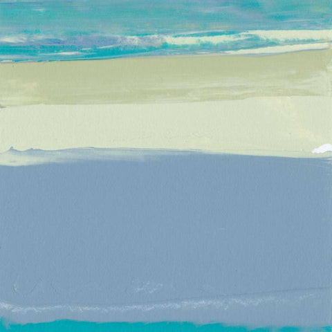 Blue Coast I White Modern Wood Framed Art Print with Double Matting by Gordon, Sharon