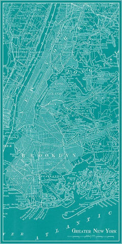 Graphic Map of New York Black Ornate Wood Framed Art Print with Double Matting by Vision Studio