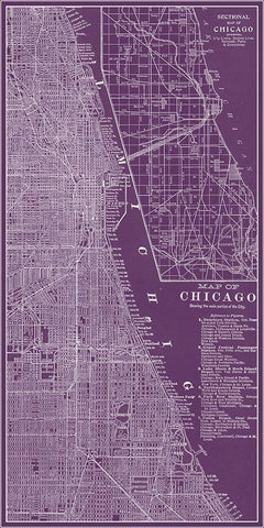 Graphic Map of Chicago Black Ornate Wood Framed Art Print with Double Matting by Vision Studio