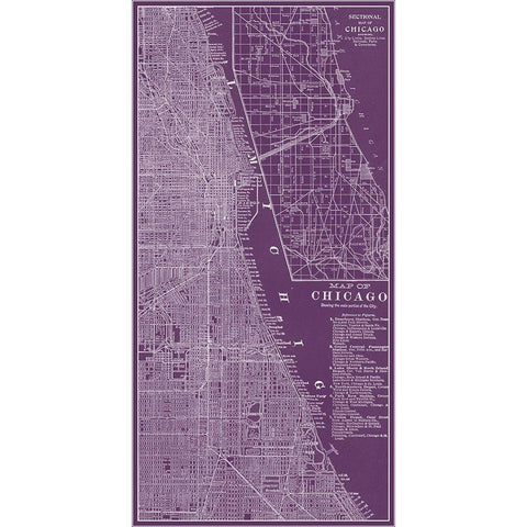 Graphic Map of Chicago White Modern Wood Framed Art Print by Vision Studio