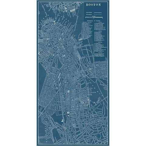 Graphic Map of Boston Black Modern Wood Framed Art Print with Double Matting by Vision Studio