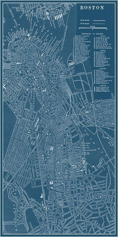 Graphic Map of Boston Black Ornate Wood Framed Art Print with Double Matting by Vision Studio