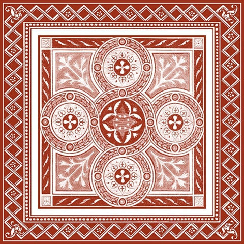 Cinnabar Woodblock III Gold Ornate Wood Framed Art Print with Double Matting by Vision Studio
