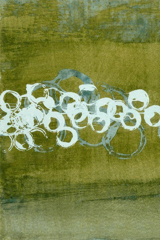 Green Orbs I White Modern Wood Framed Art Print with Double Matting by McMullen, Charles