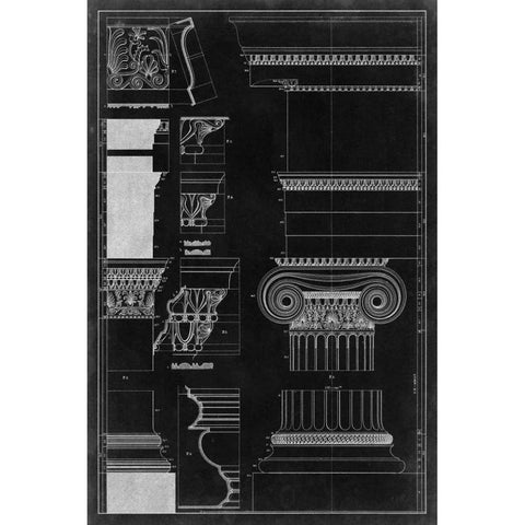 Graphic Architecture II Black Modern Wood Framed Art Print with Double Matting by Vision Studio