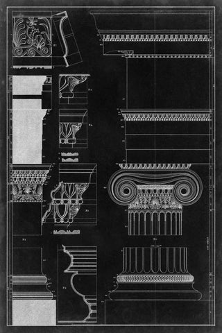 Graphic Architecture II Black Ornate Wood Framed Art Print with Double Matting by Vision Studio