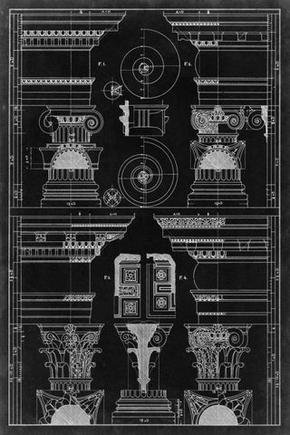 Graphic Architecture V Black Ornate Wood Framed Art Print with Double Matting by Vision Studio
