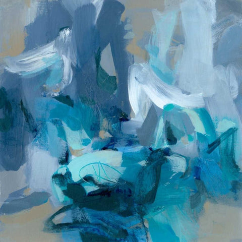 Charlotte Blue White Modern Wood Framed Art Print by Long, Christina