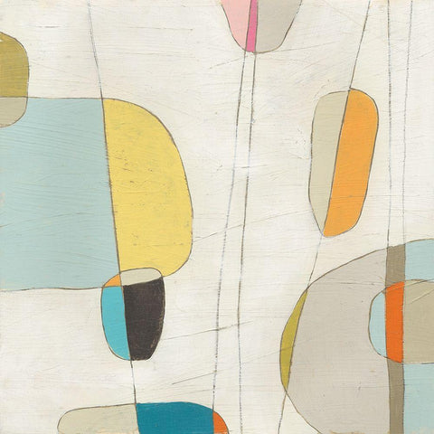 Molecular Motion I White Modern Wood Framed Art Print by Vess, June Erica