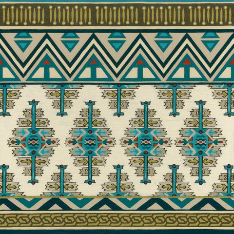 Turquoise Textile II Black Ornate Wood Framed Art Print with Double Matting by Vess, June Erica