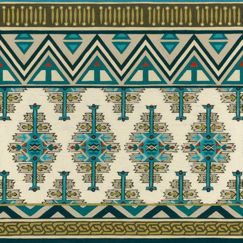 Turquoise Textile II Gold Ornate Wood Framed Art Print with Double Matting by Vess, June Erica