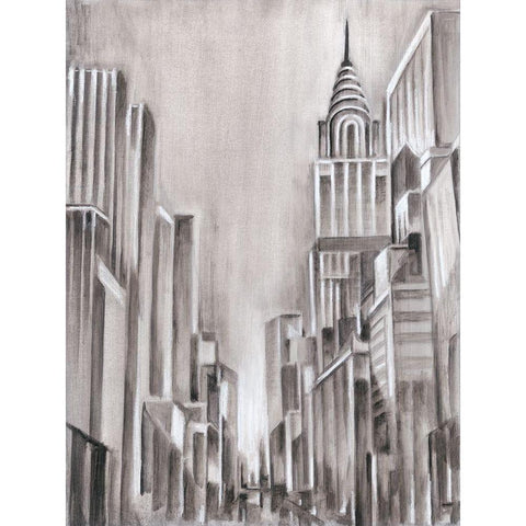 Art Deco Cityscape I Gold Ornate Wood Framed Art Print with Double Matting by Harper, Ethan