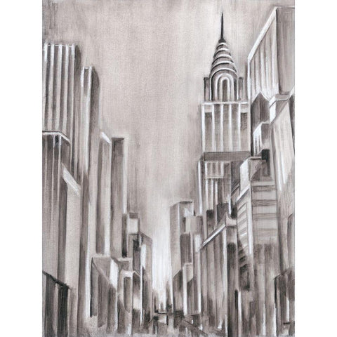 Art Deco Cityscape I Black Modern Wood Framed Art Print by Harper, Ethan