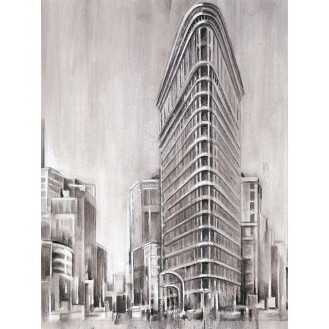 Art Deco Cityscape II Black Modern Wood Framed Art Print with Double Matting by Harper, Ethan