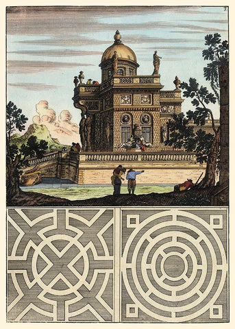 Architectura Curiosa I Black Ornate Wood Framed Art Print with Double Matting by Bockler