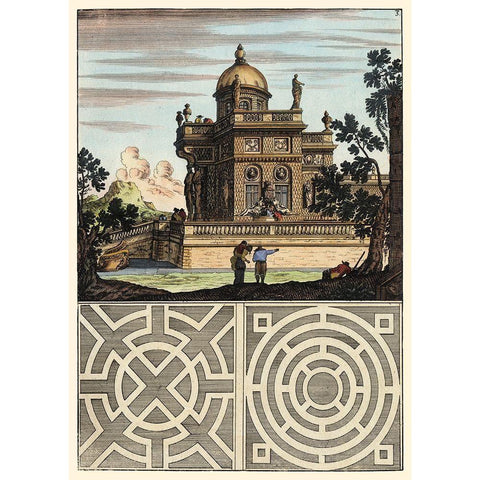 Architectura Curiosa I Gold Ornate Wood Framed Art Print with Double Matting by Bockler