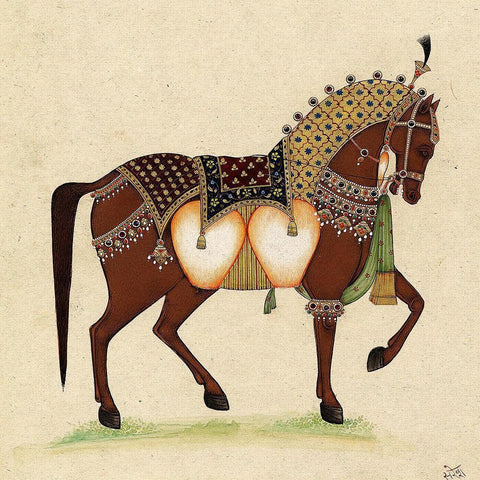 Horse From India II Black Modern Wood Framed Art Print by Illuminations
