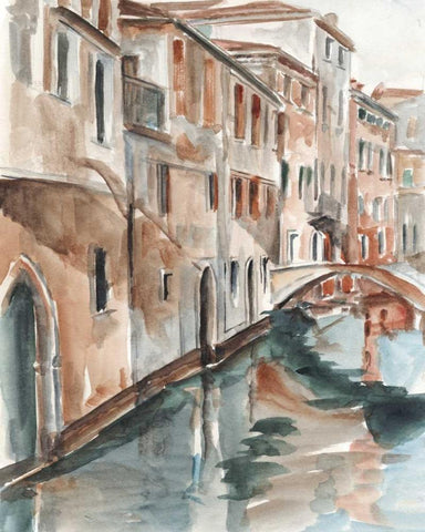 Venetian Watercolor Study II White Modern Wood Framed Art Print with Double Matting by Harper, Ethan