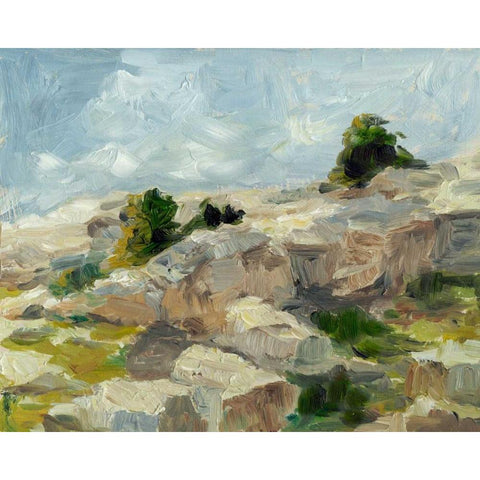 Impasto Mountainside I White Modern Wood Framed Art Print by Harper, Ethan