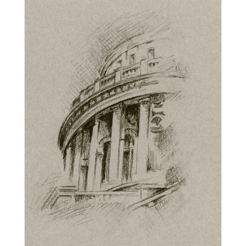 Charcoal Architectural Study I Gold Ornate Wood Framed Art Print with Double Matting by Harper, Ethan