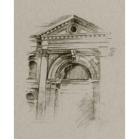 Charcoal Architectural Study II White Modern Wood Framed Art Print by Harper, Ethan