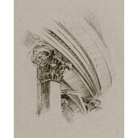 Charcoal Architectural Study III Gold Ornate Wood Framed Art Print with Double Matting by Harper, Ethan