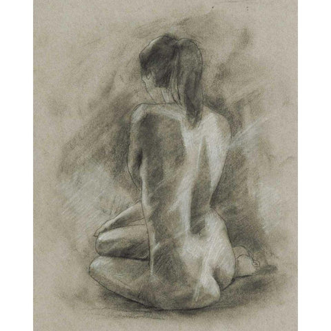 Charcoal Figure Study II White Modern Wood Framed Art Print by Harper, Ethan