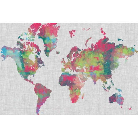 Impasto Map of the World Black Modern Wood Framed Art Print with Double Matting by Goldberger, Jennifer