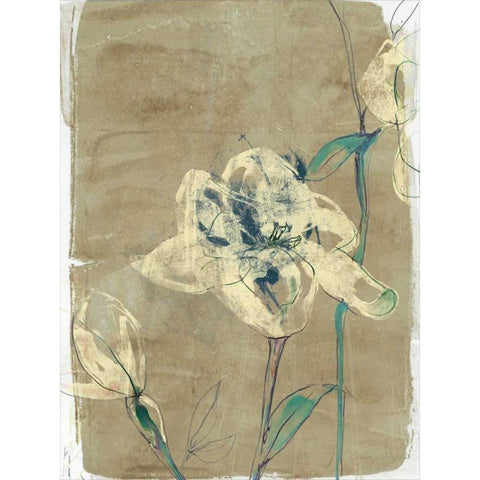 Floral Vignette II White Modern Wood Framed Art Print by Goldberger, Jennifer