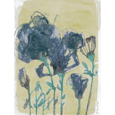 Floral Vignette III White Modern Wood Framed Art Print by Goldberger, Jennifer