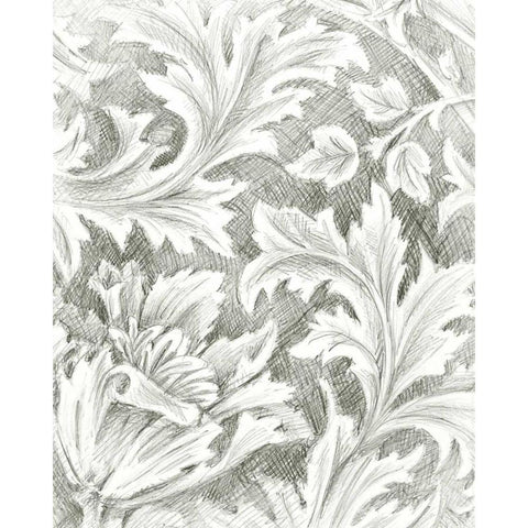Floral Pattern Sketch II White Modern Wood Framed Art Print by Harper, Ethan