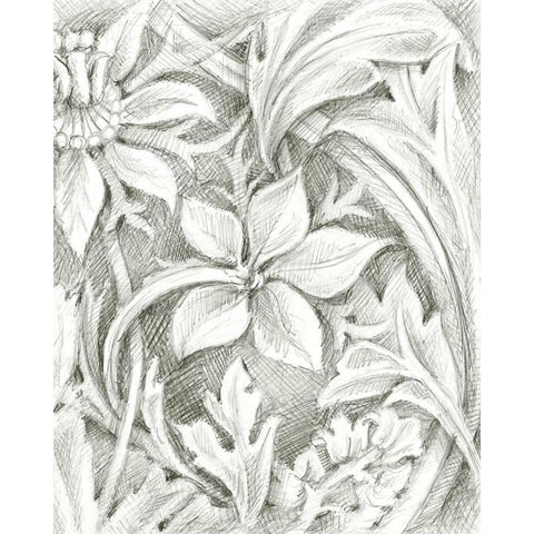 Floral Pattern Sketch III Black Modern Wood Framed Art Print with Double Matting by Harper, Ethan