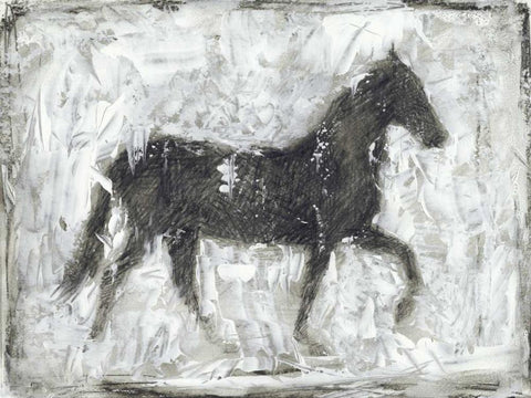 Equine Silhouette I Black Ornate Wood Framed Art Print with Double Matting by Harper, Ethan