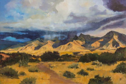 Desert Mountain Light Black Ornate Wood Framed Art Print with Double Matting by DAgostino, Judith