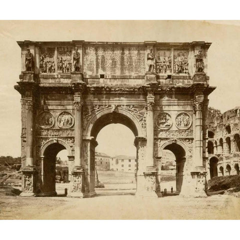 The Arch of Constantine Gold Ornate Wood Framed Art Print with Double Matting by Brogi, Giacomo